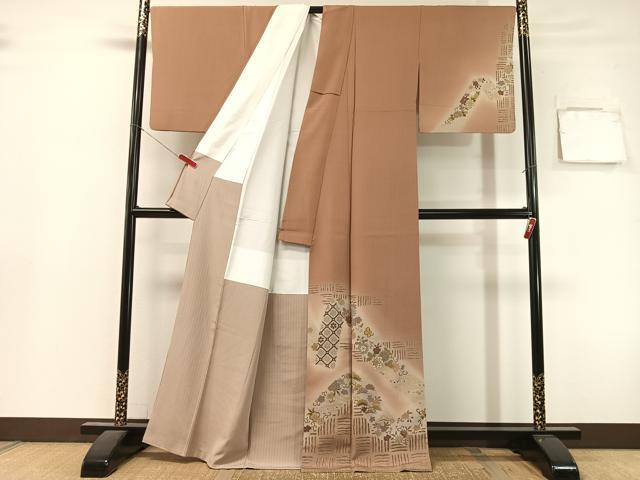 平和屋着物●訪問着　熨斗吉祥花文　暈し染め　金銀彩　正絹　逸品　CABL0036vp