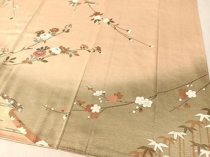 平和屋着物●訪問着　駒刺繍　花筏文　暈し染め　金彩　正絹　逸品　CABL0037vp