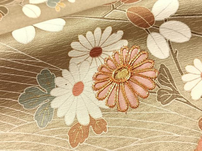 平和屋着物●訪問着　駒刺繍　花筏文　暈し染め　金彩　正絹　逸品　CABL0037vp