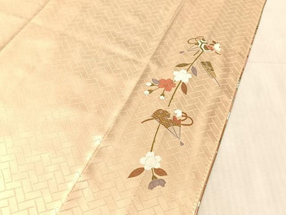 平和屋着物●訪問着　駒刺繍　花筏文　暈し染め　金彩　正絹　逸品　CABL0037vp