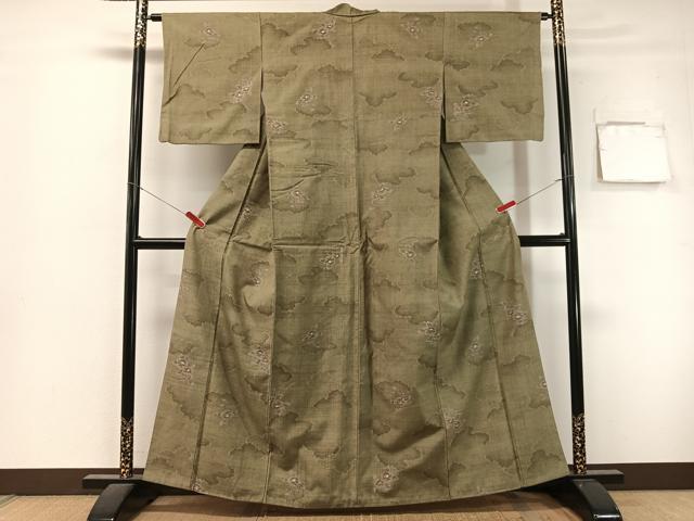 平和屋着物●小千谷紬　雲取り舞椿　正絹　逸品　CABL0038vp