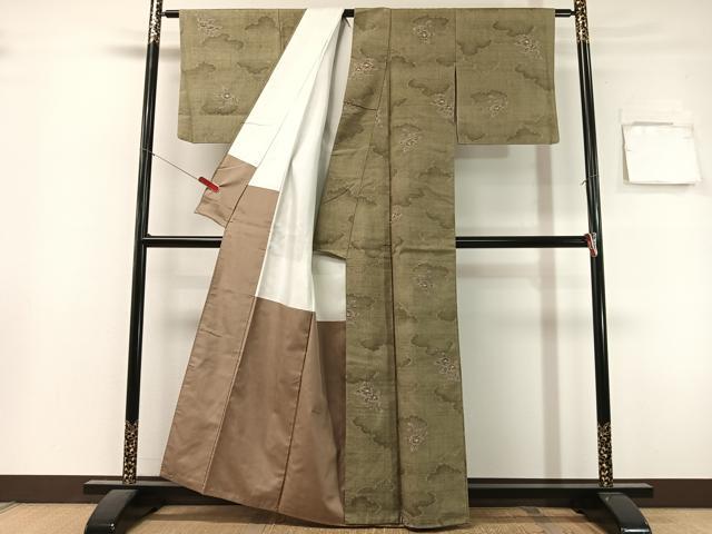 平和屋着物●小千谷紬　雲取り舞椿　正絹　逸品　CABL0038vp
