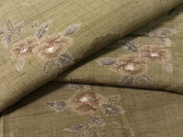 平和屋着物●小千谷紬　雲取り舞椿　正絹　逸品　CABL0038vp