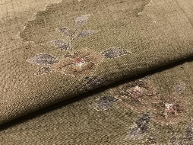 平和屋着物●小千谷紬　雲取り舞椿　正絹　逸品　CABL0038vp