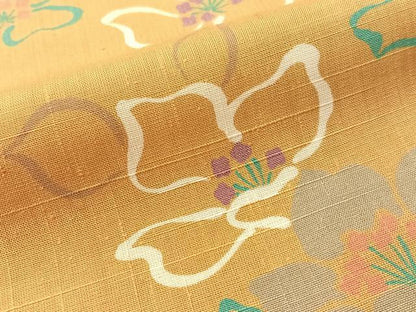 平和屋着物●上質な小紋　紬地　舞花文　ロング丈　正絹　逸品　未使用　CABL0039vp