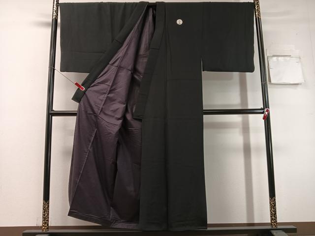 平和屋着物●男性 黒紋付・羽織セット 正絹 逸品 CABL0042vp