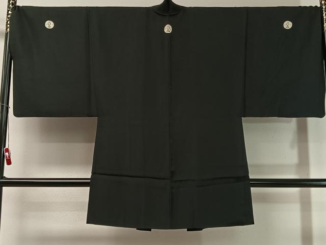 平和屋着物●男性 黒紋付・羽織セット 正絹 逸品 CABL0042vp