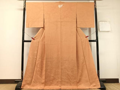 平和屋着物●上質な色無地　霞地紋　深支子色　ロング丈　高島屋扱い　正絹　逸品　未使用　CABL0046vp