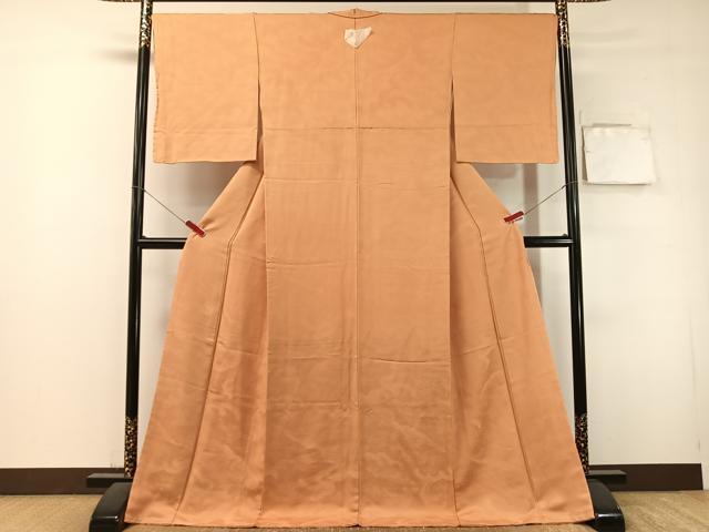 平和屋着物●上質な色無地　霞地紋　深支子色　ロング丈　高島屋扱い　正絹　逸品　未使用　CABL0046vp