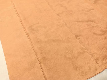 平和屋着物●上質な色無地　霞地紋　深支子色　ロング丈　高島屋扱い　正絹　逸品　未使用　CABL0046vp