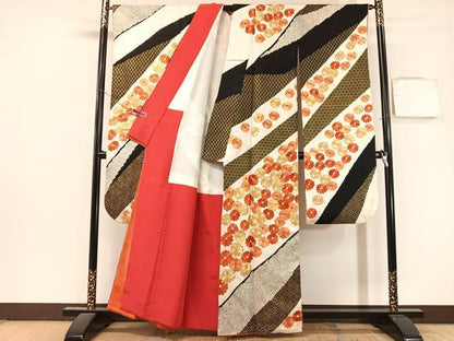 平和屋着物●中国三大刺繍　相良刺繍　振袖　駒刺繍　絞り　道長菊文　金彩　正絹　逸品　CABL0048vp