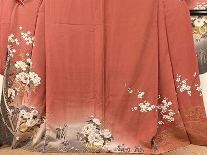平和屋着物●豪華振袖　刺繍　花車文　暈し染め　金彩　正絹　逸品　CABL0049vp