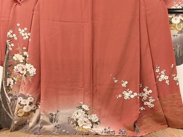 平和屋着物●豪華振袖　刺繍　花車文　暈し染め　金彩　正絹　逸品　CABL0049vp