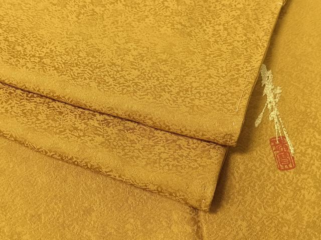平和屋着物●本草木染作家　瑞寶　色無地　草花地紋　黄橡色　正絹　逸品　未使用　CABL0051vp