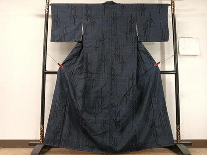 平和屋着物●結城紬　80亀甲　笹竹文　正絹　逸品　未使用　CABL0052vp