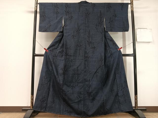 平和屋着物●結城紬　80亀甲　笹竹文　正絹　逸品　未使用　CABL0052vp