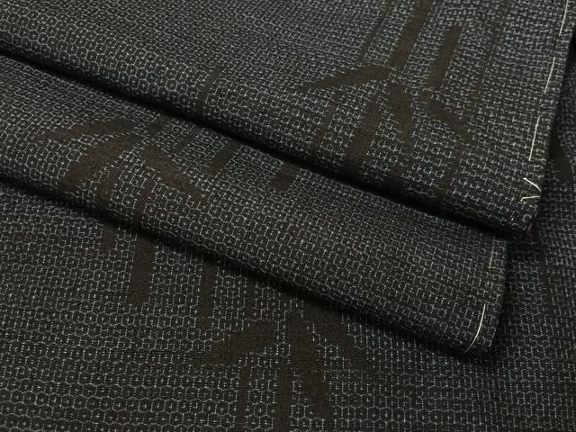 平和屋着物●結城紬　80亀甲　笹竹文　正絹　逸品　未使用　CABL0052vp