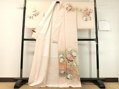 平和屋着物●京友禅の第一人者　松井青々　訪問着　枝椿　暈し染め　金彩　正絹　逸品　CABL0056vp