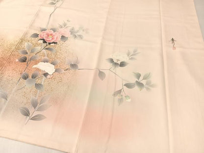 平和屋着物●京友禅の第一人者　松井青々　訪問着　枝椿　暈し染め　金彩　正絹　逸品　CABL0056vp