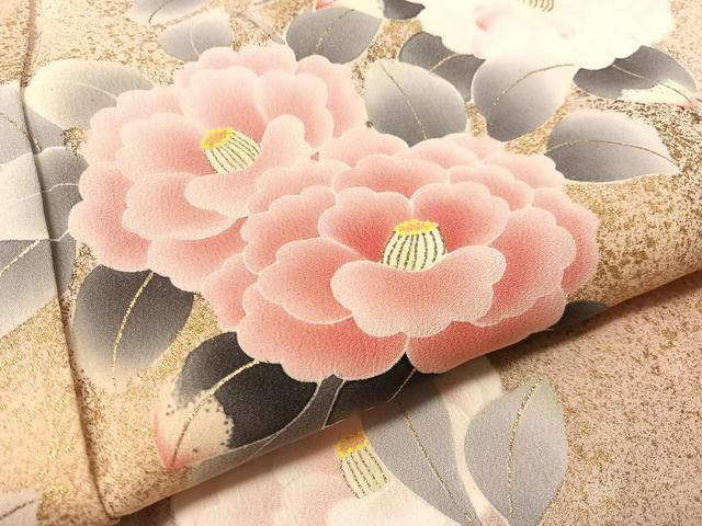 平和屋着物●京友禅の第一人者　松井青々　訪問着　枝椿　暈し染め　金彩　正絹　逸品　CABL0056vp