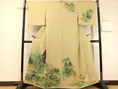 平和屋着物●訪問着　手描き　刺繍　名所風景文　暈し染め　正絹　逸品　CABL0058vp