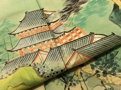 平和屋着物●訪問着　手描き　刺繍　名所風景文　暈し染め　正絹　逸品　CABL0058vp