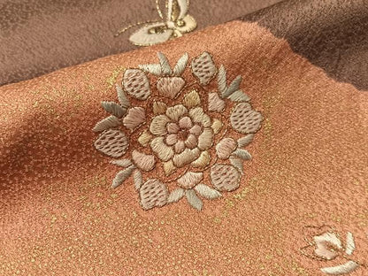 平和屋着物●訪問着　総刺繍　絞り　正倉院花鳥蝶文　金彩　正絹　逸品　CABL0059vp