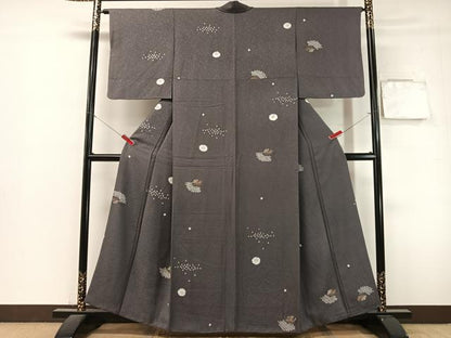 平和屋着物●上質な小紋　刺繍　絞り　雲取り文　正絹　逸品　CABL0061vp