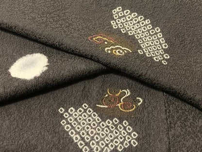 平和屋着物●上質な小紋　刺繍　絞り　雲取り文　正絹　逸品　CABL0061vp