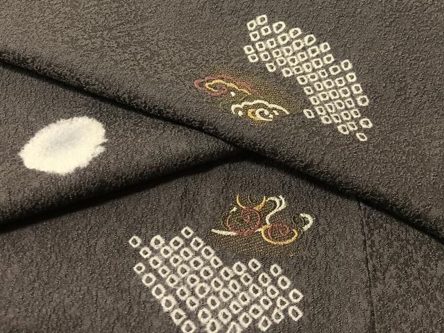 平和屋着物●上質な小紋　刺繍　絞り　雲取り文　正絹　逸品　CABL0061vp