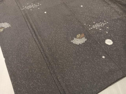 平和屋着物●上質な小紋　刺繍　絞り　雲取り文　正絹　逸品　CABL0061vp
