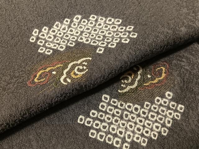 平和屋着物●上質な小紋　刺繍　絞り　雲取り文　正絹　逸品　CABL0061vp