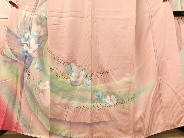 平和屋着物●パリコレクション　ファッションモデル・デザイナー　山口小夜子　振袖　舞花文　暈し染め　金銀彩　正絹　逸品　CABL0063vp