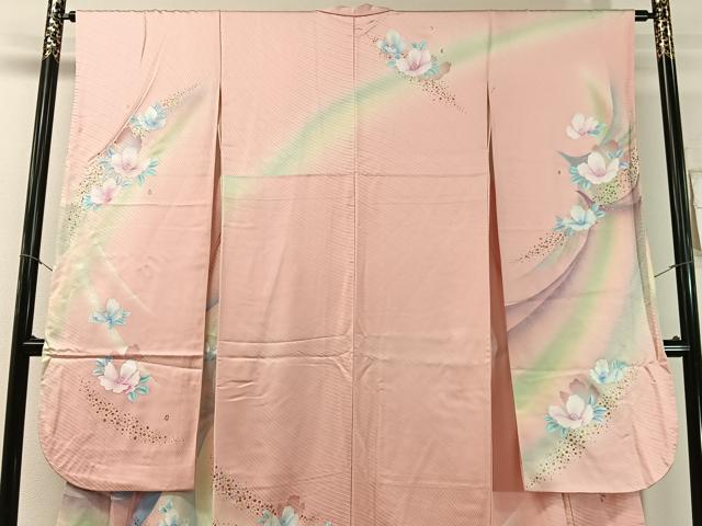 平和屋着物●パリコレクション　ファッションモデル・デザイナー　山口小夜子　振袖　舞花文　暈し染め　金銀彩　正絹　逸品　CABL0063vp