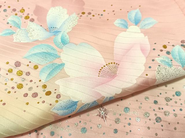 平和屋着物●パリコレクション　ファッションモデル・デザイナー　山口小夜子　振袖　舞花文　暈し染め　金銀彩　正絹　逸品　CABL0063vp
