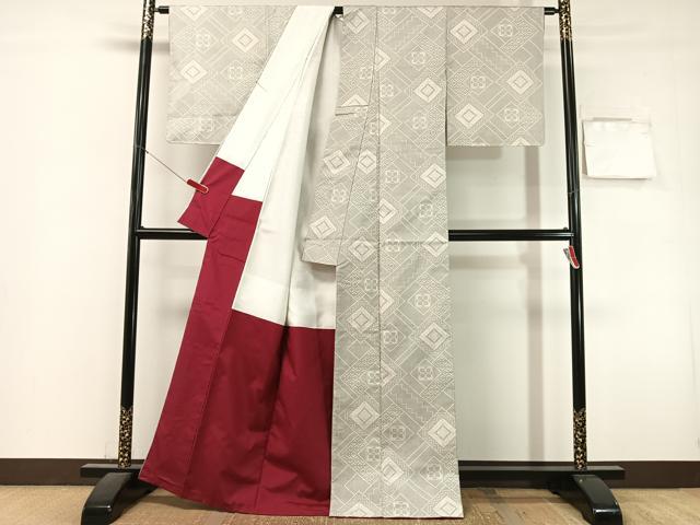 平和屋着物●本場大島紬　白大島　7マルキ　花菱文　正絹　逸品　未使用　CABL0064vp