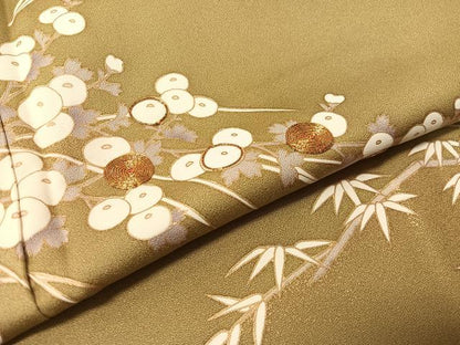 平和屋着物●訪問着　駒刺繍　枝花文　金彩　正絹　逸品　未使用　CABL0068vp