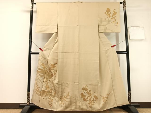 平和屋着物●訪問着　霞草花文　金彩　正絹　逸品　CABL0069vp