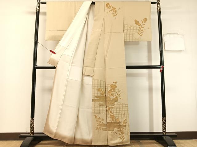 平和屋着物●訪問着　霞草花文　金彩　正絹　逸品　CABL0069vp