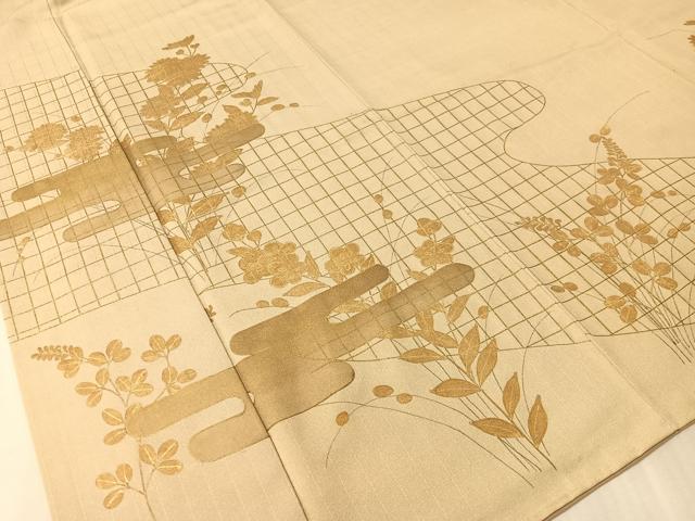 平和屋着物●訪問着　霞草花文　金彩　正絹　逸品　CABL0069vp