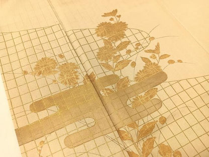 平和屋着物●訪問着　霞草花文　金彩　正絹　逸品　CABL0069vp