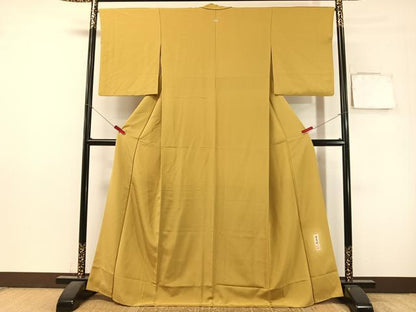 平和屋着物●上質な色無地　作家物　黄橡色　正絹　逸品　CABL0074vp