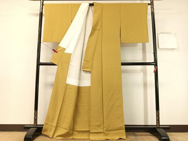 平和屋着物●上質な色無地　作家物　黄橡色　正絹　逸品　CABL0074vp