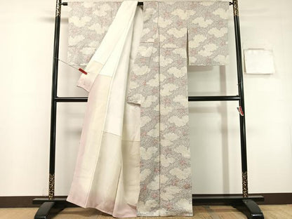 平和屋着物●上質な小紋　総絞り　草花文　正絹　逸品　CABL0075vp