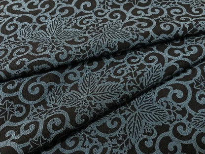 平和屋着物●上質な紬　唐草文　黒地　正絹　逸品　CABL0076vp