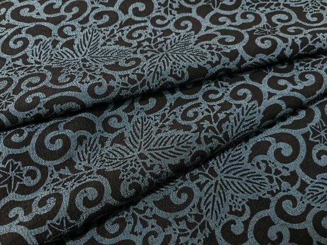 平和屋着物●上質な紬　唐草文　黒地　正絹　逸品　CABL0076vp