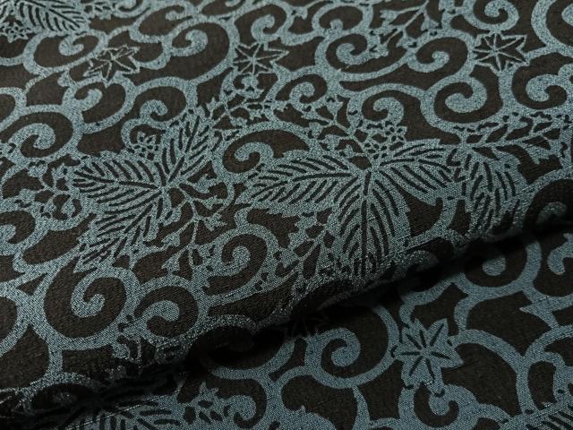 平和屋着物●上質な紬　唐草文　黒地　正絹　逸品　CABL0076vp