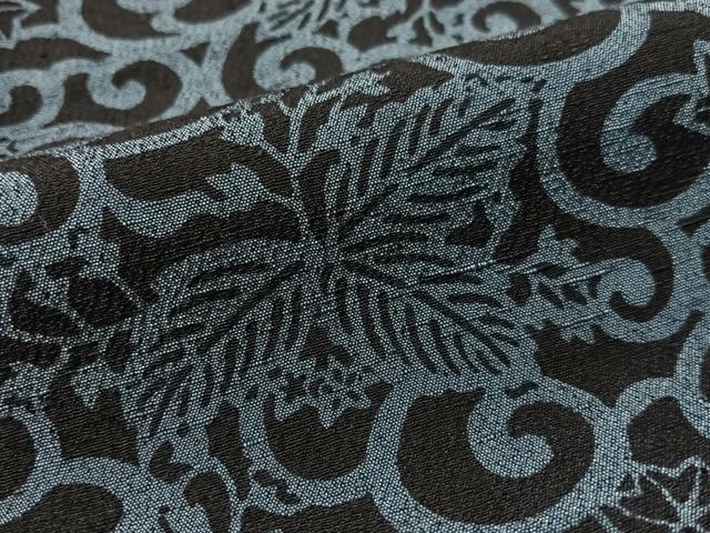 平和屋着物●上質な紬　唐草文　黒地　正絹　逸品　CABL0076vp
