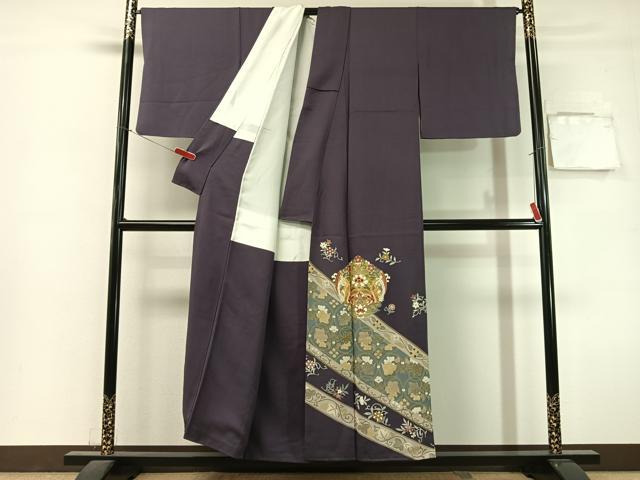 平和屋着物●豪華色留袖　駒刺繍　花唐草鳳凰文　金彩　正絹　逸品　CABL0078vp