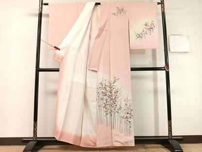 平和屋着物●訪問着　友禅　作家物　枝花文　暈し染め　正絹　逸品　CABL0080vp